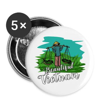 Vietnam Viet Farmers Rice Field Flag I Gift - Buttons large 2.2''/56 mm (5-pack) - white - Front