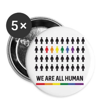 Pride Month LGBTQ - We Are All Human - Buttons large 2.2''/56 mm (5-pack) - white - Front