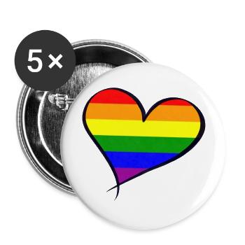 Pride heart LGBTQ+ - Buttons groß 56 mm (5er Pack) - Weiß - Vorne