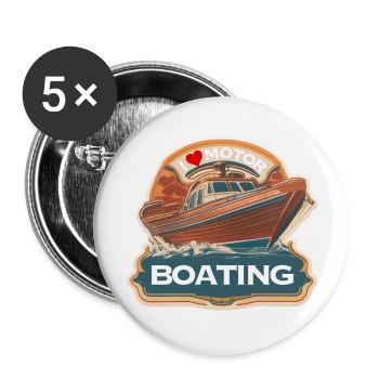 I love motorboating - Buttons large 2.2''/56 mm (5-pack) - white - Front