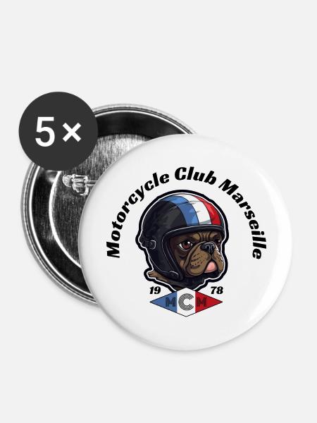 French Motor Bully - Buttons groß 56 mm (5er Pack) - Weiß