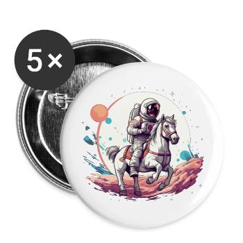 Astronaut on horseback in space - Buttons large 2.2''/56 mm (5-pack) - white - Front