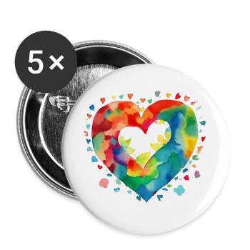 Heart - Buttons large 2.2''/56 mm (5-pack) - white - Front