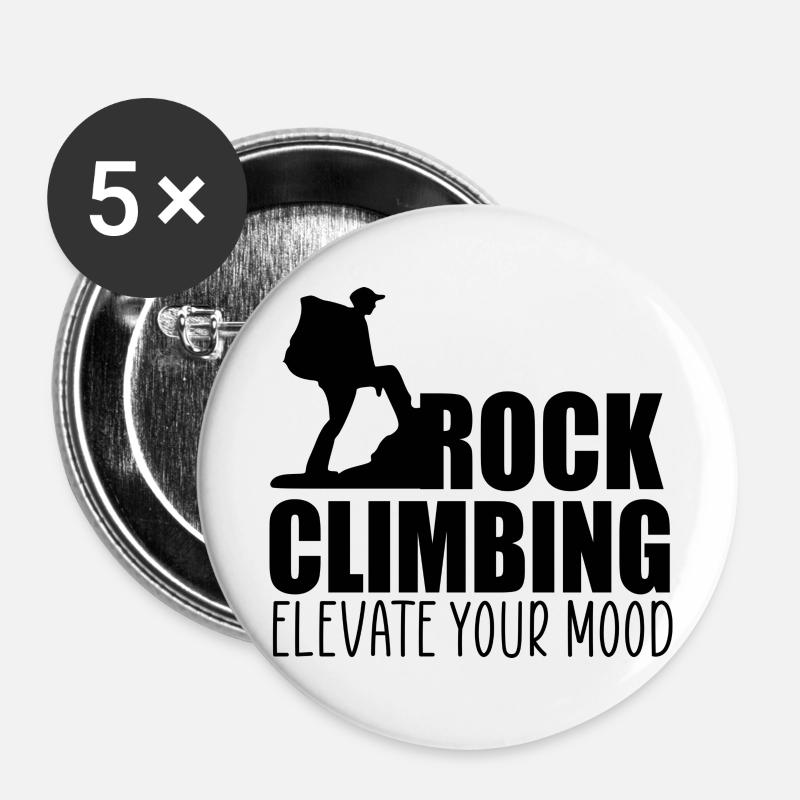 Rock climbing elevate your mood quote - Buttons large 2.2''/56 mm (5-pack) - white