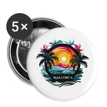 Mallorca Malle Summer Outfit Holiday Motif Beach 3 - Buttons large 2.2''/56 mm (5-pack) - white - Front