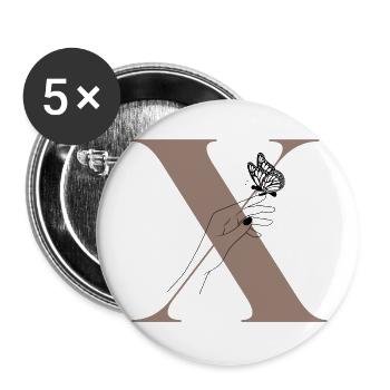 Letter x Magic butterfly - Buttons large 2.2''/56 mm (5-pack) - white - Front