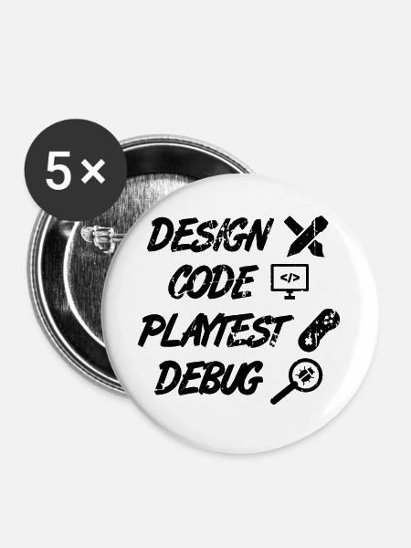 Design Code Playtest Debug - Buttons groß 56 mm (5er Pack) - Weiß
