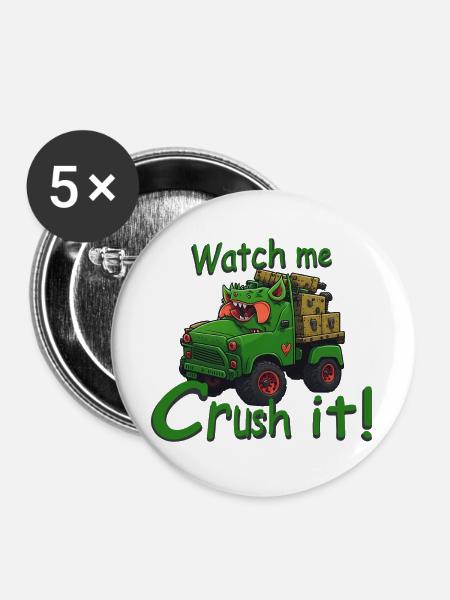 Monster Monstertruck - Buttons groß 56 mm (5er Pack) - Weiß