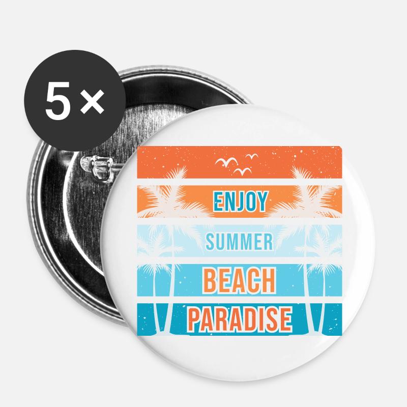 Paradis de la plage - Lot de 5 grands badges (56 mm) - blanc
