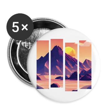 Mountains Hiking Hiking Mountain Hiking Mountain Hikers - Buttons large 2.2''/56 mm (5-pack) - white - Front