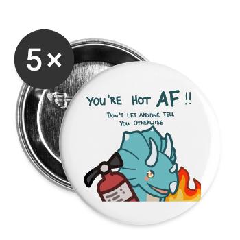 hugadino, Triceratops, cute dinosaur, hot af - Buttons large 2.2''/56 mm (5-pack) - white - Front