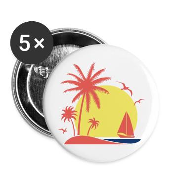 Sommer - Buttons groß 56 mm (5er Pack) - Weiß - Vorne