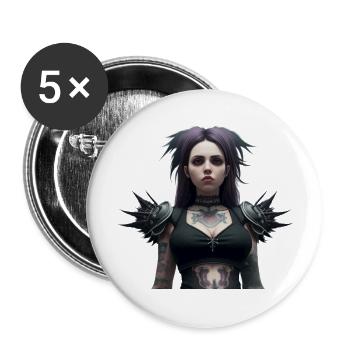 Goth Girl - Buttons large 2.2''/56 mm (5-pack) - white - Front