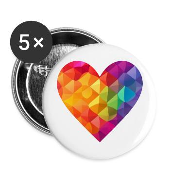 LGBTQIA+ Heart, Love & Support - Buttons large 2.2''/56 mm (5-pack) - white - Front