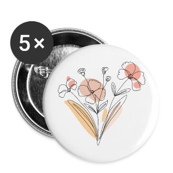 Fleurs sauvages Bouquet Nature Fleurs - Lot de 5 grands badges (56 mm) - blanc - Devant