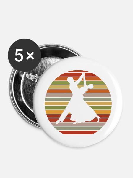 Dancing Dance Music - Buttons groß 56 mm (5er Pack) - Weiß