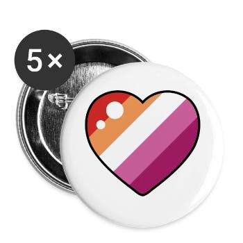 Heart (Lesbian Flag) - Buttons large 2.2''/56 mm (5-pack) - white - Front