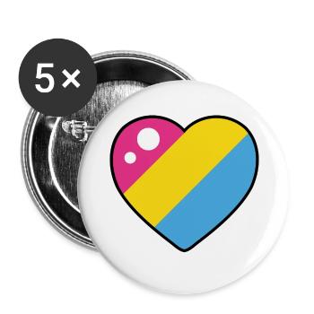 Heart (Pansexual Flag) - Buttons large 2.2''/56 mm (5-pack) - white - Front