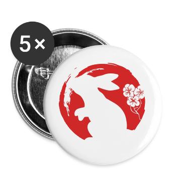 Bunny Silhouette Japonais - Lot de 5 grands badges (56 mm) - blanc - Devant