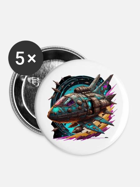 Spaceship - Buttons groß 56 mm (5er Pack) - Weiß