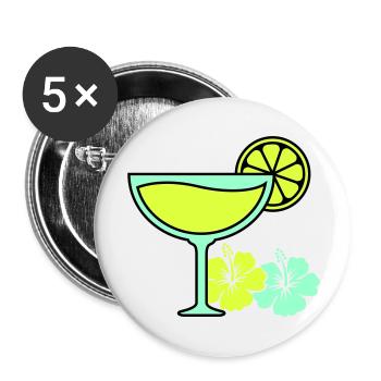 cocktail hibiskus - Buttons groß 56 mm (5er Pack) - Weiß - Vorne