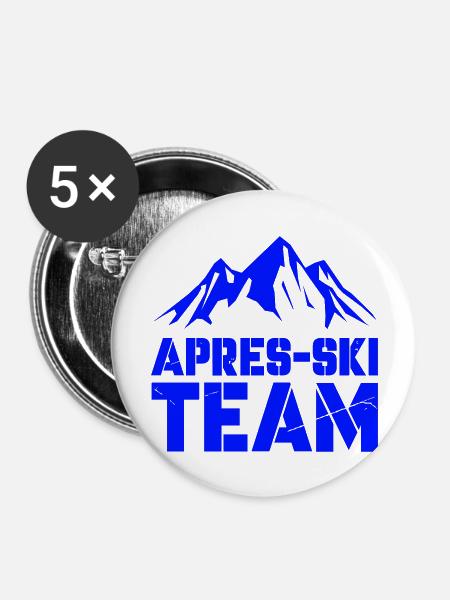 berge apres ski - Buttons groß 56 mm (5er Pack) - Weiß