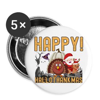 Joyeux Noël de Thanksgiving - Joyeux halothankmas - Lot de 5 grands badges (56 mm) - blanc - Devant