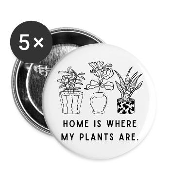 Home is where my plants are - Buttons large 2.2''/56 mm (5-pack) - white - Front