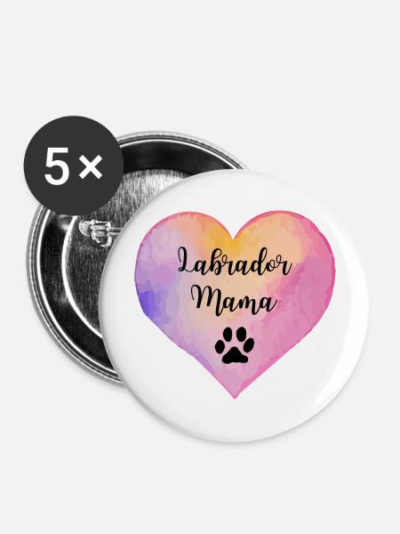 Labrador Mama - Buttons groß 56 mm (5er Pack) - Weiß