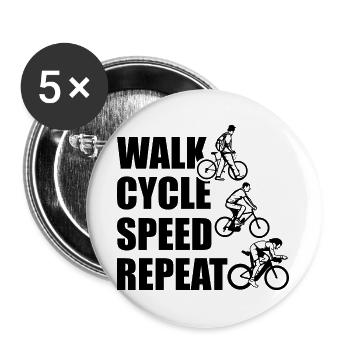 Répétition de la vitesse du cycle de marche - Lot de 5 grands badges (56 mm) - blanc - Devant