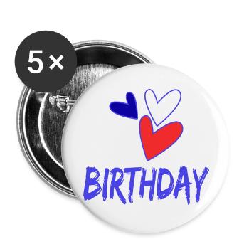 JAHRESTAG. ALLES GUTE ZUM GEBURTSTAG. ALLES GUTE ZUM GEBURTSTAG. - Buttons groß 56 mm (5er Pack) - Weiß - Vorne