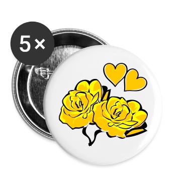 Roses - Lot de 5 grands badges (56 mm) - blanc - Devant