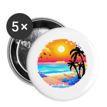 Summer Sunset Beach Watercolor - Buttons large 2.2''/56 mm (5-pack) - white - Front