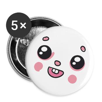 Heureux Lapin - Lot de 5 grands badges (56 mm) - blanc - Devant