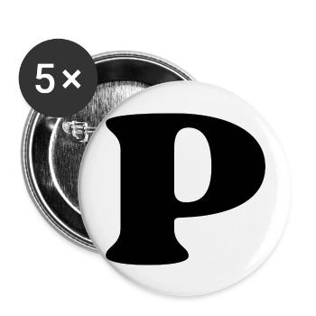Buchstabe p - Buttons groß 56 mm (5er Pack) - Weiß - Vorne
