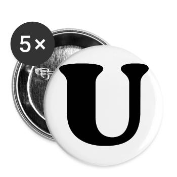 Buchstabe u - Buttons groß 56 mm (5er Pack) - Weiß - Vorne
