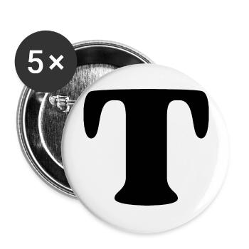 Buchstabe T - Buttons groß 56 mm (5er Pack) - Weiß - Vorne