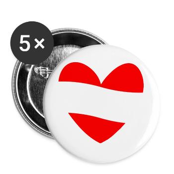Cœur du drapeau autrichien - Lot de 5 grands badges (56 mm) - blanc - Devant