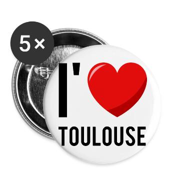 Toulouse ville France amour - Lot de 5 grands badges (56 mm) - blanc - Devant