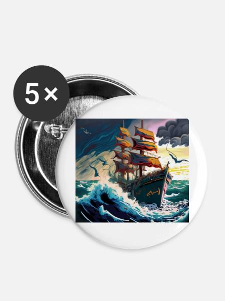 Tempestuous Voyage - Buttons groß 56 mm (5er Pack) - Weiß