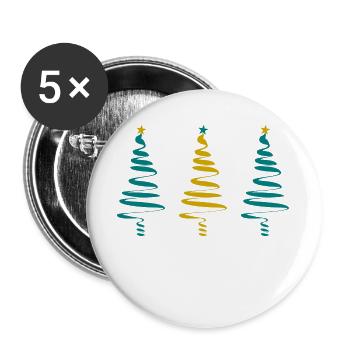 NOËL. JOYEUX NOËL. MERRY CHRISTMAS. NOUVEL AN - Lot de 5 grands badges (56 mm) - blanc - Devant