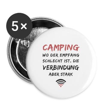 Camping WIFI ist schwach aber die Verbindung stark - Buttons groß 56 mm (5er Pack) - Weiß - Vorne