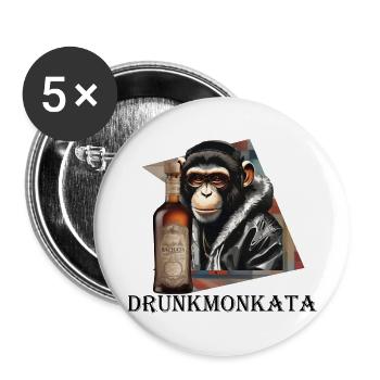 Drunkmonkata - Buttons groß 56 mm (5er Pack) - Weiß - Vorne