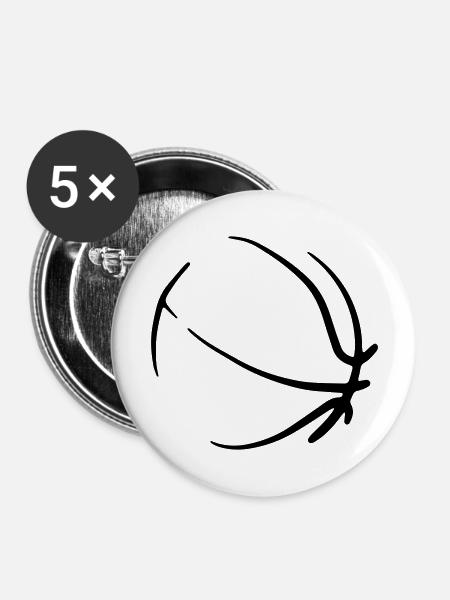 Basketball 08 - Buttons groß 56 mm (5er Pack) - Weiß