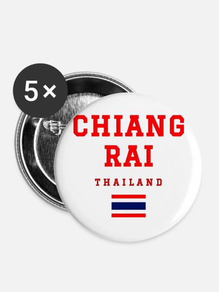Chiang Rai Thailand - Buttons groß 56 mm (5er Pack) - Weiß