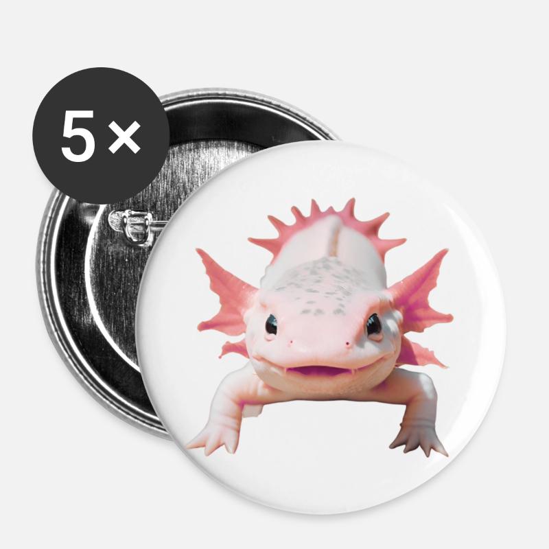 Happy Axolotl - Buttons large 2.2''/56 mm (5-pack) - white
