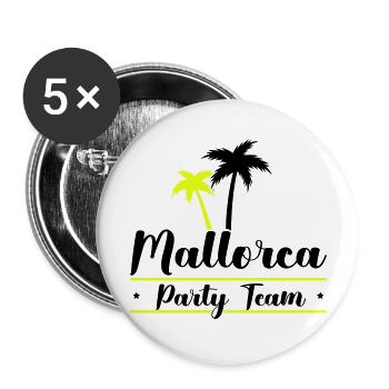 mallorca party team - Buttons groß 56 mm (5er Pack) - Weiß - Vorne