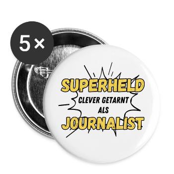 Superheld clever getarnt als Journalist - Buttons groß 56 mm (5er Pack) - Weiß - Vorne