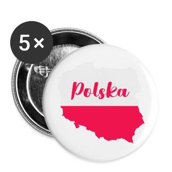 Pologne Polska - Lot de 5 grands badges (56 mm) - blanc - Devant