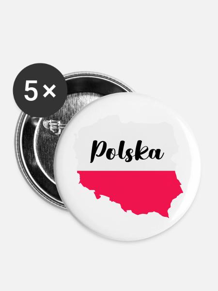 polen polska - Buttons groß 56 mm (5er Pack) - Weiß